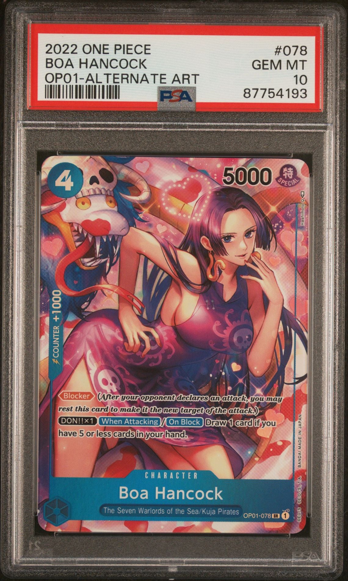 Boa Hancock OP01-078 Alt Art – Romance Dawn (English) – PSA 10 – PSA cert 87754193 front