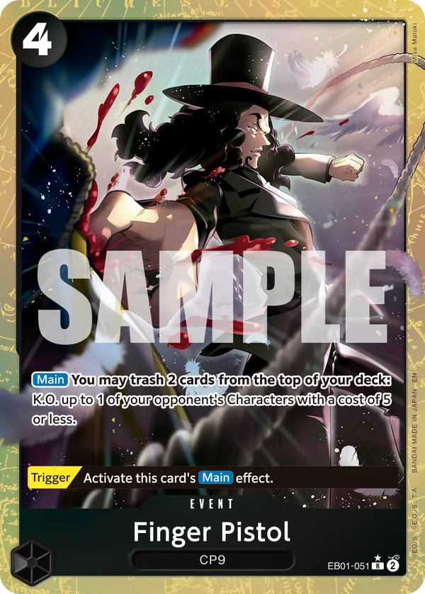 Finger Pistol EB01-051 Alt Art One Piece card